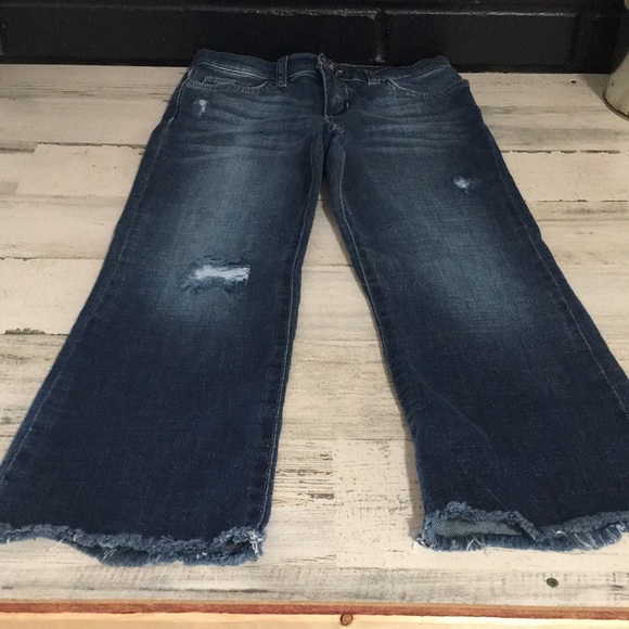 Place girls size 8 distressed zip one button straight leg jeans - Picture 1 of 6